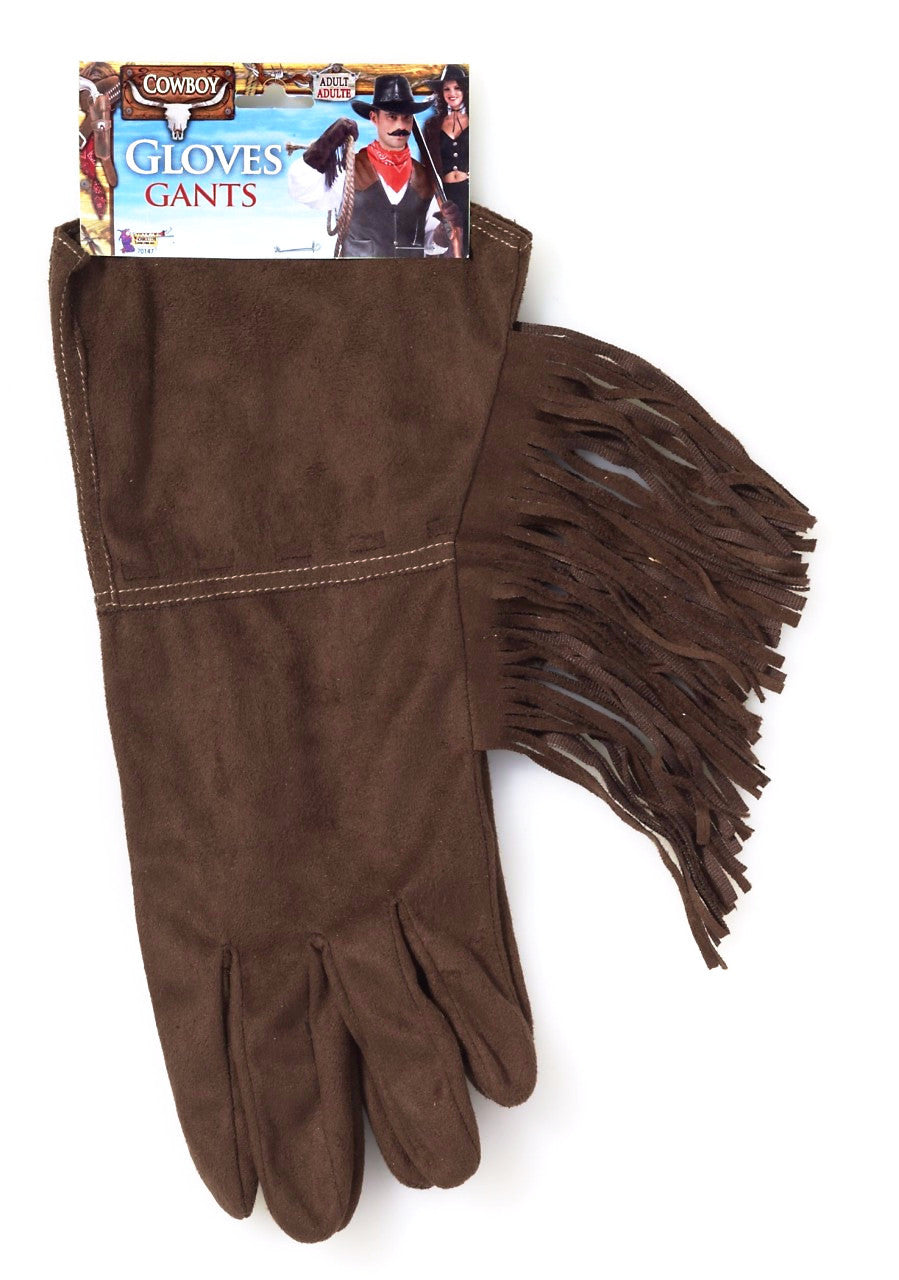 Fringe Cowboy Gloves Brown