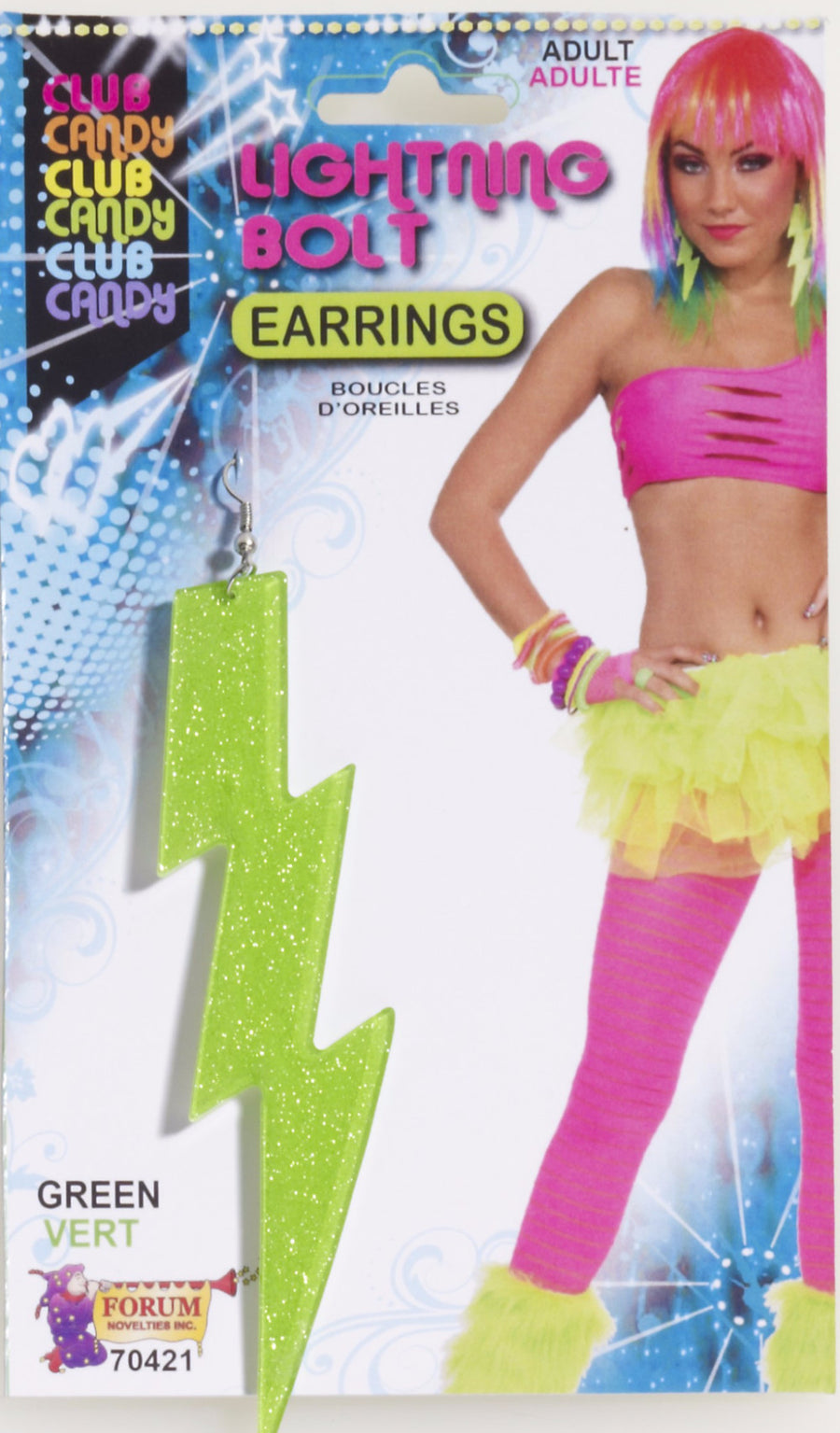 Lightening Bolt Earrings Green