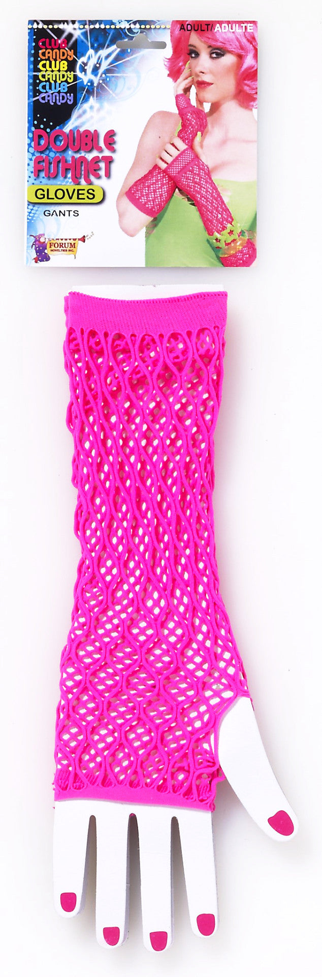 Double Fishnet Gloves Pink