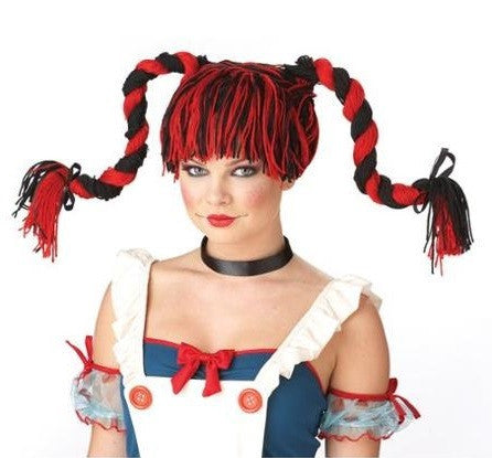 Rag Doll Wig Black/Red