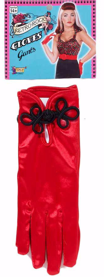 Short Satin Gloves Red