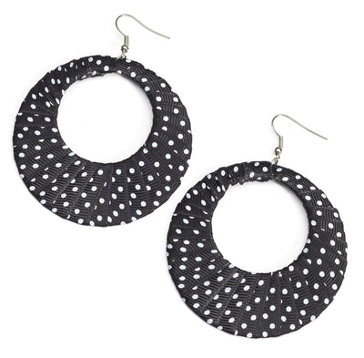 Polka Dot Ribbon Earrings Black/White