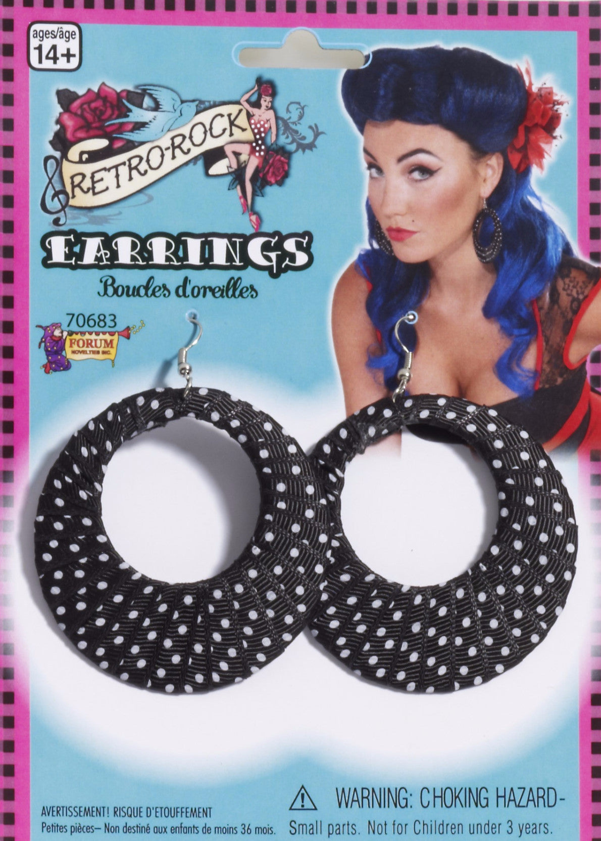 Polka Dot Ribbon Earrings Black/White