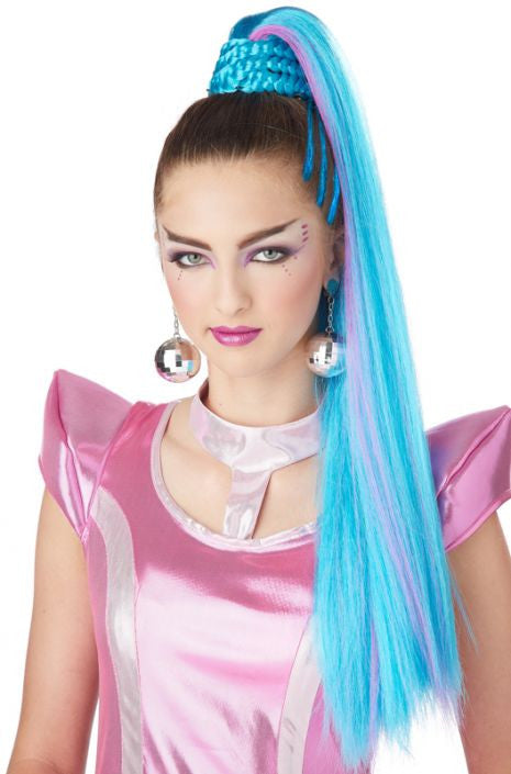 Cosmic Ponytail Wig Blue/Magenta