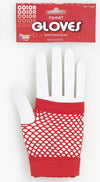 Short Fishnet Fingerless Gloves Red