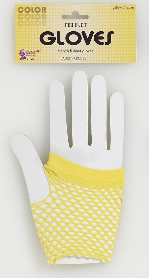 Short Fishnet Fingerless Gloves Yellow