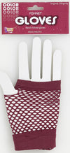Short Fishnet Fingerless Gloves Burgundy
