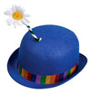 Clown Blue Derby Hat with Flower