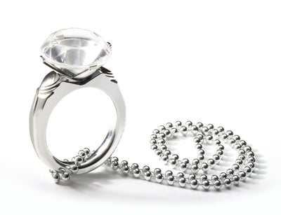 Bachelorette Jumbo Diamond Ring on Beads Silver
