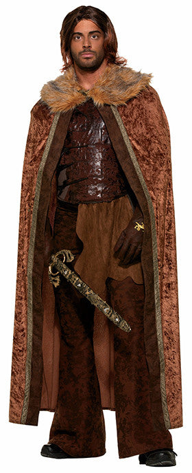 Faux Fur Trimmed Cape Brown Male