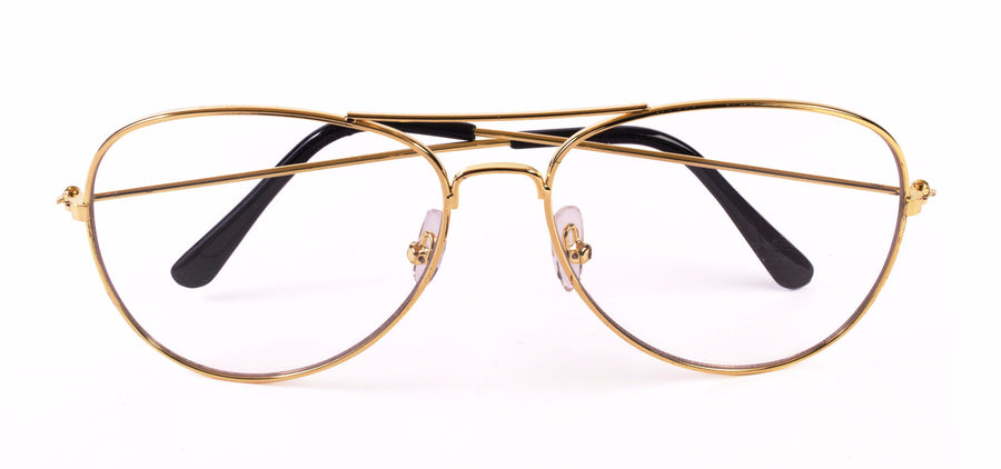 Aviator Glasses Gold Clear Lenses