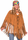 Hippie Faux Suede and Fringed Poncho