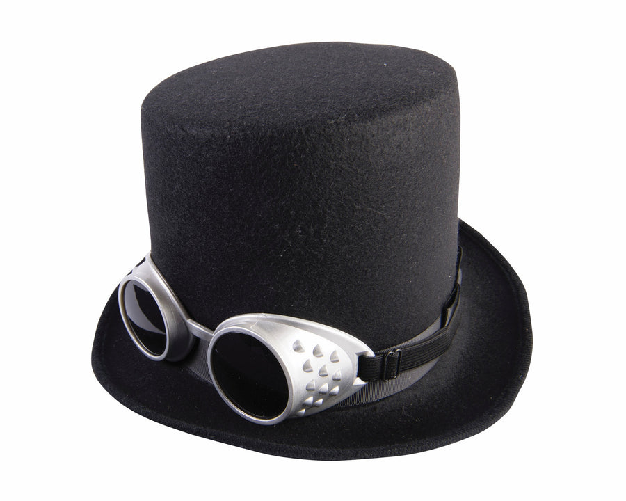 Steampunk Hat with Goggles Black