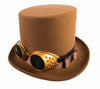 Steampunk Hat with Goggles Brown