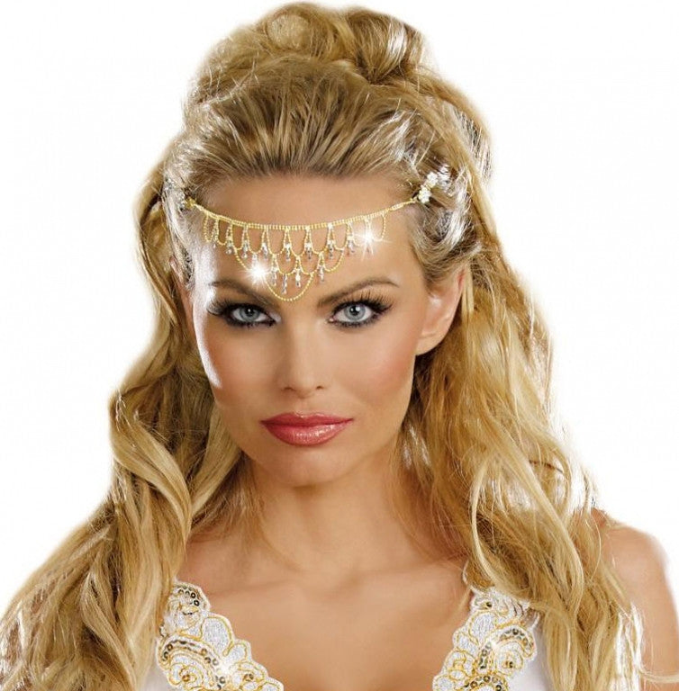 Glittering Rhinestone Headpiece Gold