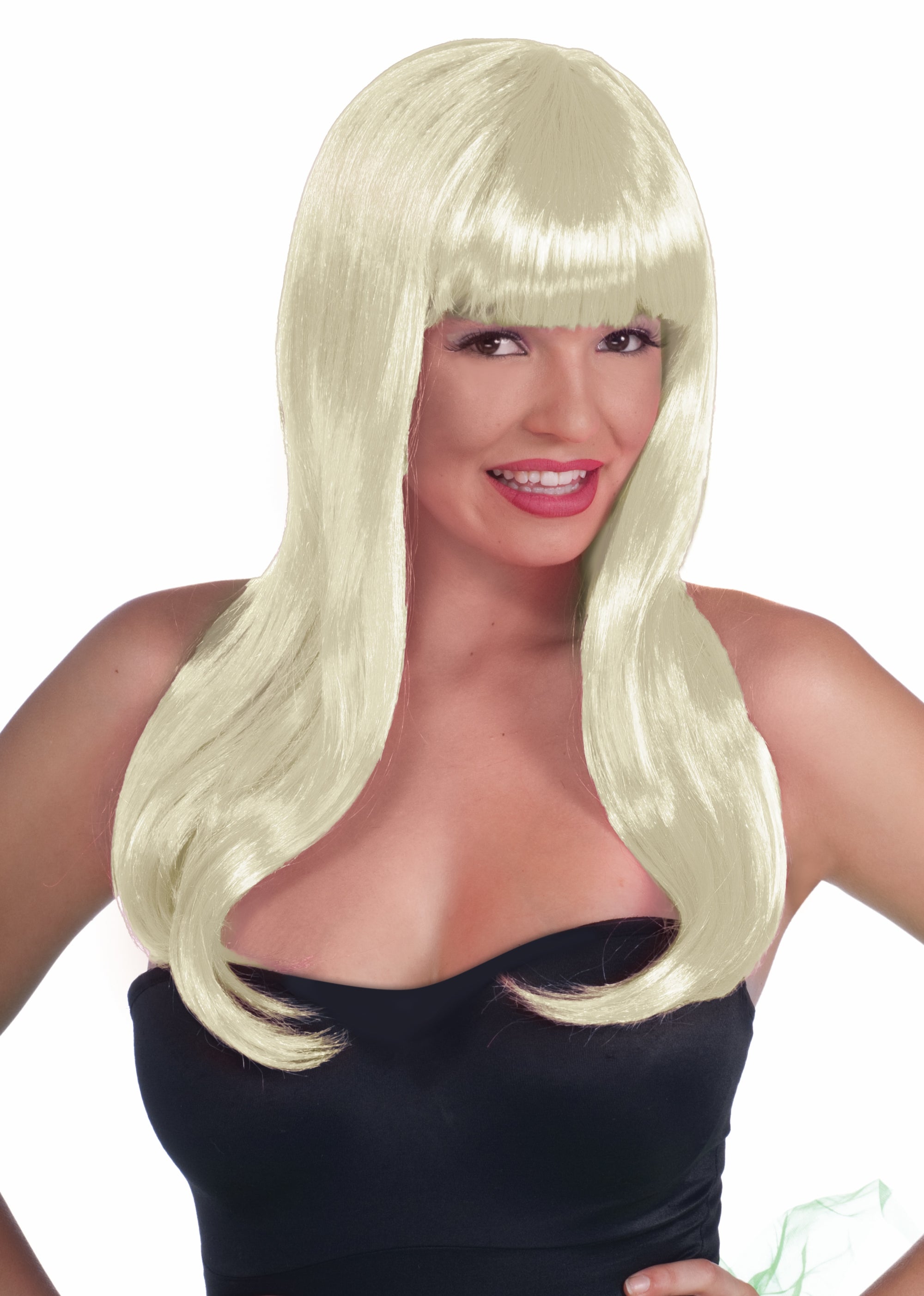 Long Blonde Wig with Bangs