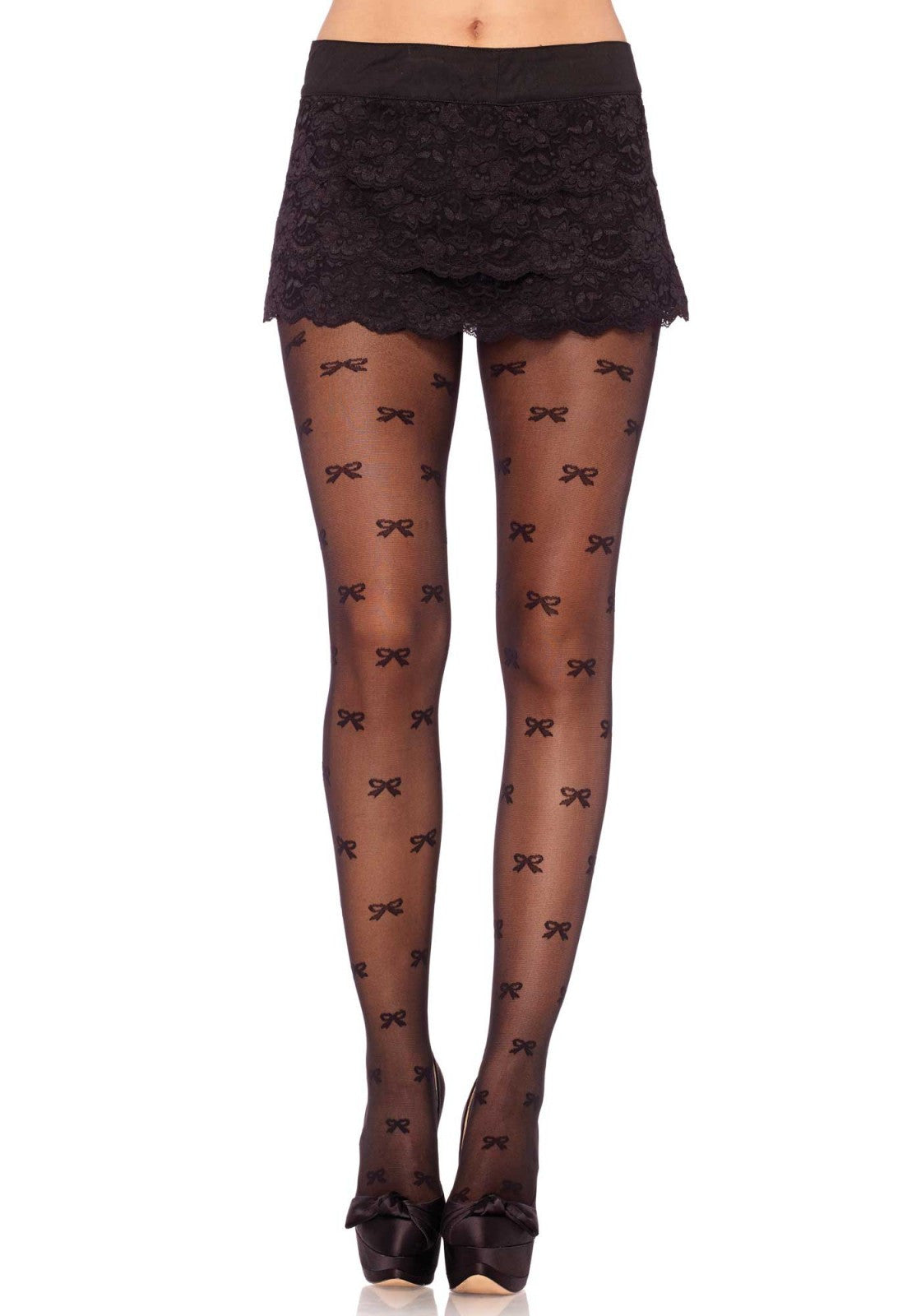 Spandex Vintage Bow Sheer Pantyhose