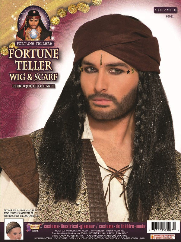 Fortune Teller Wig Black with Scarf