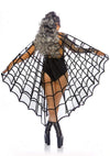 Velvet Flocked Web Cape With Satin Tie