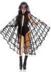 Velvet Flocked Web Cape With Satin Tie