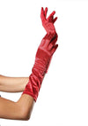 Satin Elbow Length Gloves Red