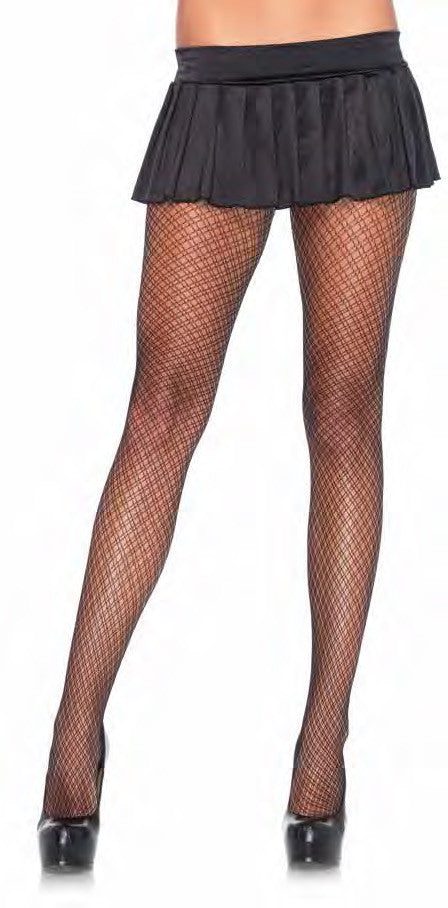 Spandex Dual Plaid Net Pantyhose Black