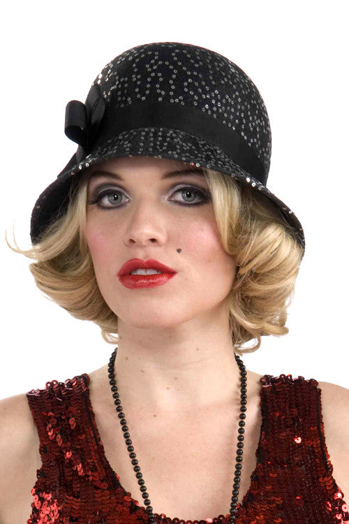 Sequin Flapper Hat Black