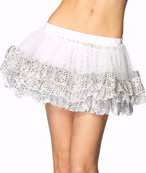 Sequin Dot Petticoat White