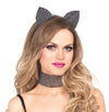 Rhinestone Cat Ear Headband & Choker Set