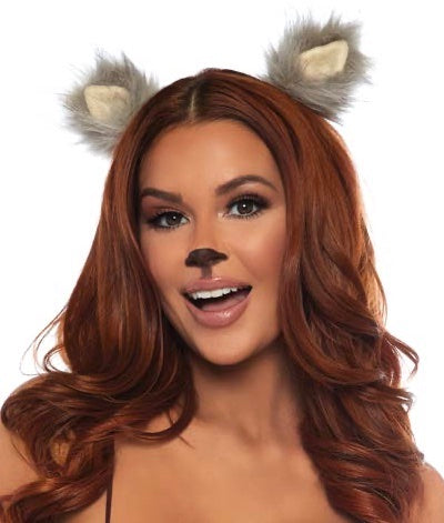 Furry Ear Clips Grey