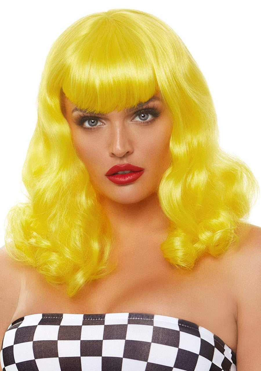 16" Retro Bang Curly Bob Wig