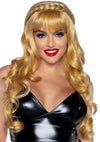 Long Curly Bang Wig With Braid Blonde