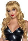 Long Curly Bang Wig With Braid Blonde
