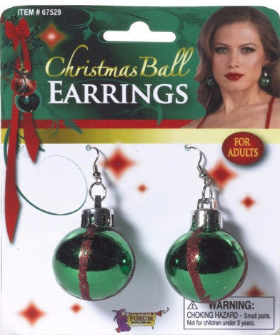 Christmas Ball Earrings Green