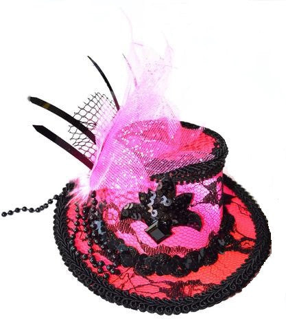 Mini Burlesque Hat Pink/Black