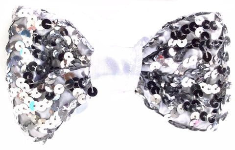 Sequin Bow Tie Silver