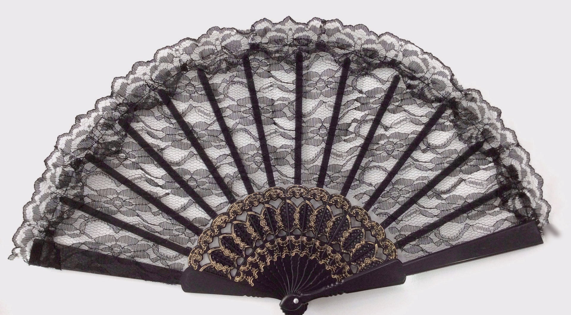 Large Lace Fan Black