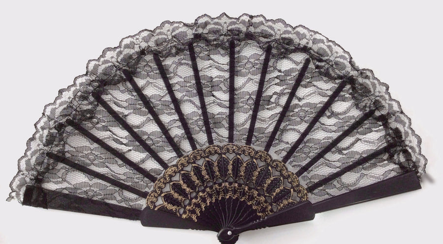 Large Lace Fan Black