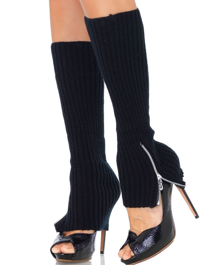 Zipper Side Knit Leg Warmers