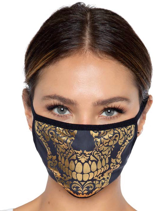 Metallic Gold Foil Skull Face Mask