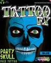 FX Party Skull Face Tattoo Blue