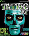 FX Party Skull Face Tattoo Turquoise Foil