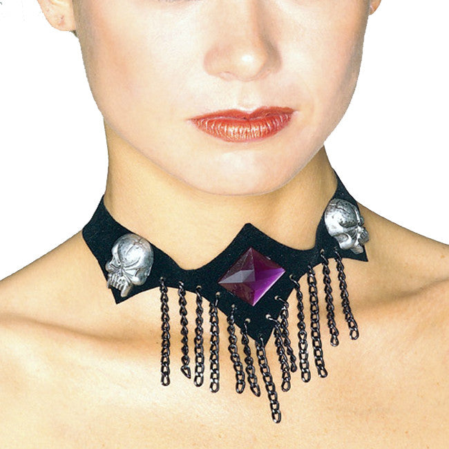 Velvet Choker with Skulls