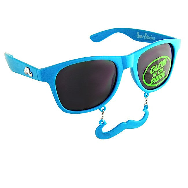 Glow in the Dark Handlebar Sun-Stache Blue