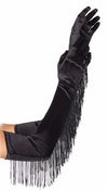 Sexy Showgirl Gloves with Fringe Black