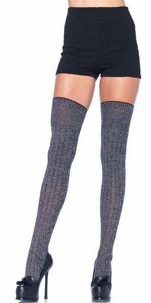 Heather Grey Acrylic Rib Knit Thigh Highs
