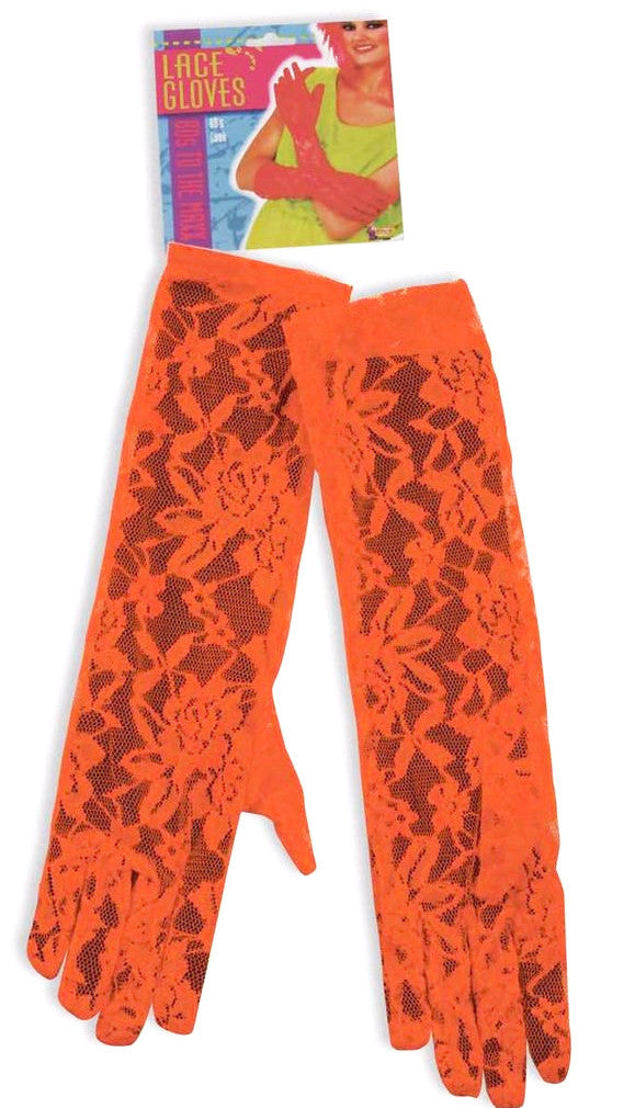 Neon Lace Gloves Orange