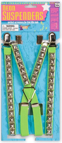 80's Studded Suspenders Green