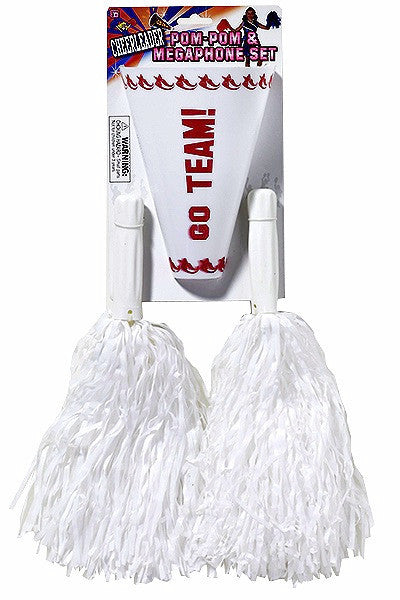 Cheerleader Pom/Pom & Megaphone White