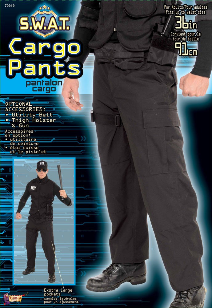 Swat Cargo Pants Black - Mystique Costumes
